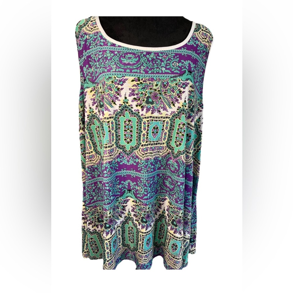 Bobeau‎ ladies light and flowy paisley 2XL top-EUC-made in USA-sleeveless-summer